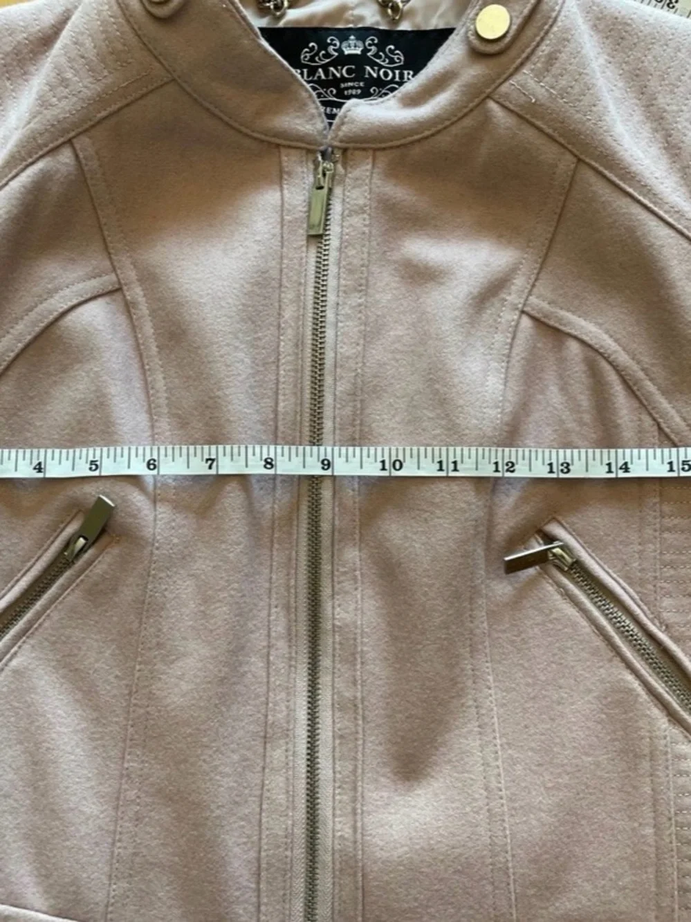 blanc noir Pale Blush Zip-Front Tailored Jacket